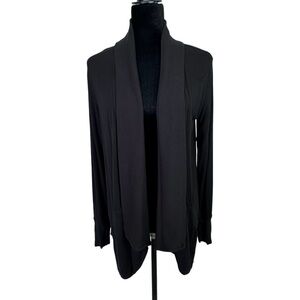 Donna Karan woman’s black open front long duster cardigan size S